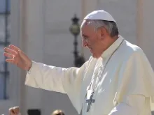 Pope Francis greets pilgrims in St. Peter's Square before the Wednesday general audience on October 2, 2013. 