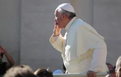 Pope Francis greets pilgrims during his Wednesday audience on Oct. 2, 2013. ?w=200&h=150