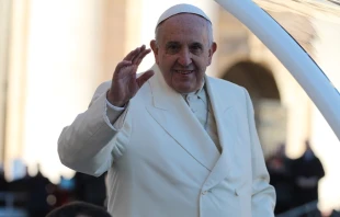 Pope Francis greets pilgrims in St. Peter's Square during his Dec. 10, 2014 general audience.   Bohumil Petrik/CNA.