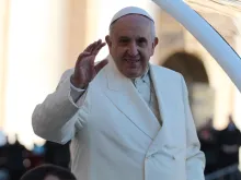 Pope Francis greets pilgrims in St. Peter's Square during his Dec. 10, 2014 general audience. 
