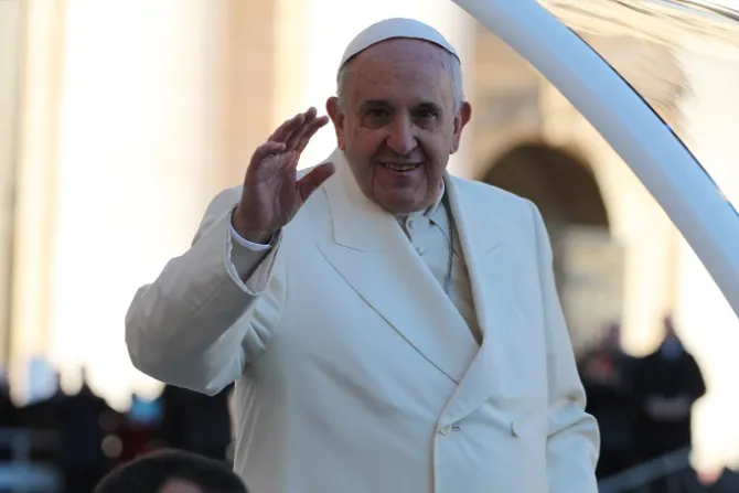 Pope Francis greets pilgrims in St Peters Square during his Dec 10 2014 general audience Credit Bohumil Petrik CNA