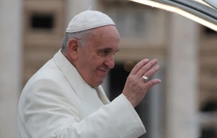 Pope Francis greets pilgrims in St. Peter's Square during his Dec. 3, 2014 general audience.   Bohumil Petrik/CNA.