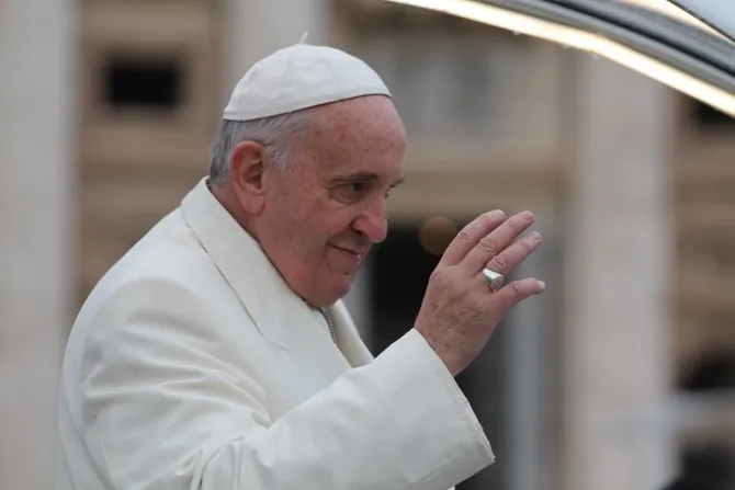 Pope Francis greets pilgrims in St Peters Square during his Dec 3 2014 general audience Credit Bohumil Petrik CNA