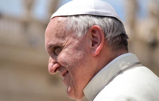 Pope Francis greets pilgrims in St. Peter's Square during his Wednesday general audience on June 18, 2014.   Daniel Ibáñez/CNA.