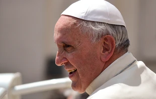 Pope Francis greets pilgrims in St. Peter's Square during his Wednesday general audience on June 18, 2014.
