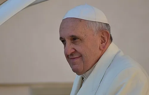 Pope Francis greets pilgrims in St. Peter's Square before the Wed. general audience on April 16, 2014. ?w=200&h=150