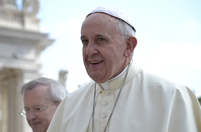 Pope Francis greets pilgrims in St. Peter's Square during the Wednesday General Audience, Aug. 27, 2014. ?w=200&h=150