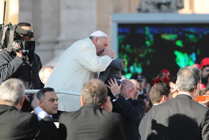 Pope Francis greets pilgrims in St Peters Square during the Wednesday general audience on Dec 17 2014 Credit Bohumil Petrik CNA 4 CNA 12 17 14