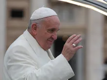 Pope Francis greets pilgrims in St. Peter's Square during the Wednesday general audience on Dec. 3, 2014. 