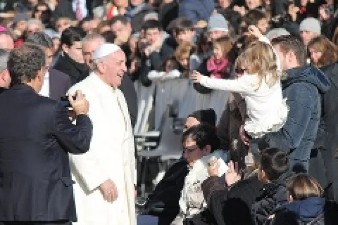 Pope Francis greets pilgrims in St Peters Square during the Wednesday general audience on Dec 4 2013 Credit Kyle Burkhart CNA 10 CNA 12 4 13