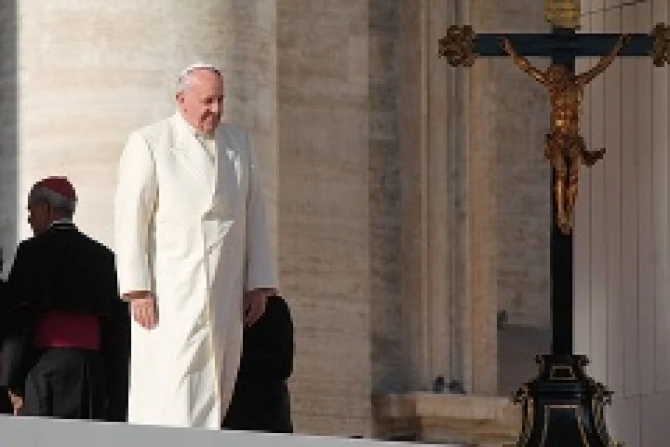 Pope Francis greets pilgrims in St Peters Square during the Wednesday general audience on Dec 4 2013 Credit Kyle Burkhart CNA 2 CNA 12 4 13 1
