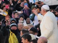 Pope Francis greets pilgrims in St. Peter's Square Dec. 4. 
