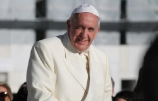 Pope Francis greets pilgrims in St. Peter's Square during the Wednesday general audience on Dec. 4, 2013.   Kyle Burkhart/CNA.