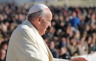 Pope Francis greets pilgrims in St. Peter's Square before the Wednesday general audience Dec. 4, 2013.   Kyle Burkhart/CNA.