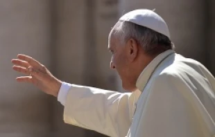 Pope Francis greets pilgrims in St. Peter's Square during the Wednesday general audience on June 4, 2014.   Daniel Ibáñez/CNA.