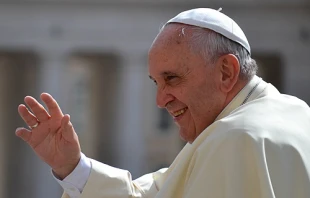 Pope Francis greets pilgrims in St. Peter's Square during the Wednesday general audience on May 28, 2014.   Daniel Ibáñez/CNA.