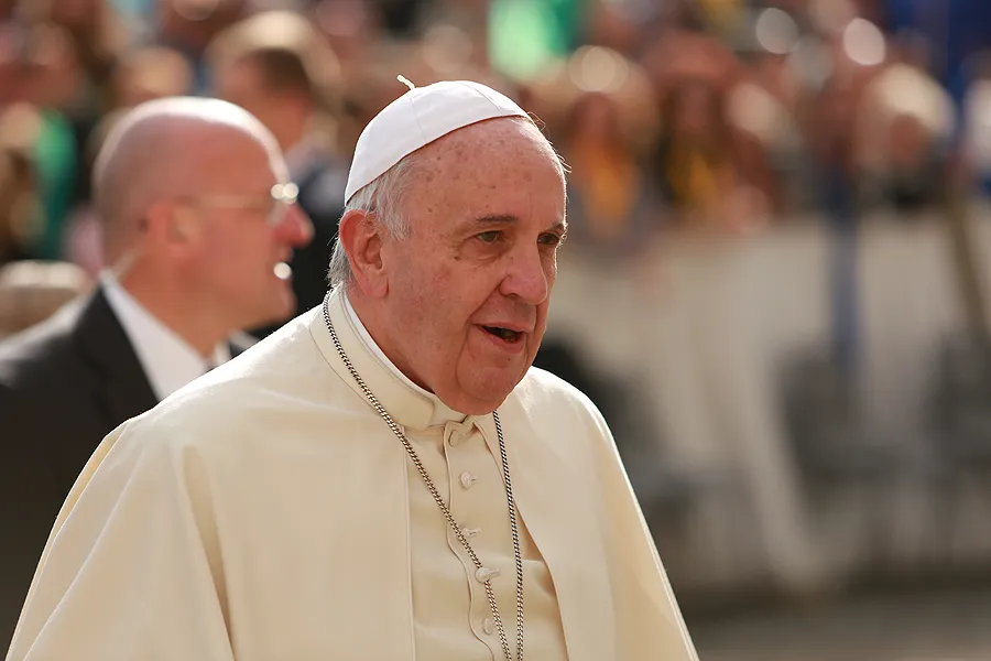 Pope Francis greets pilgrims in St. Peter's Square during the Wednesday general audience on Nov. 5, 2014. ?w=200&h=150
