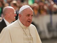 Pope Francis greets pilgrims in Saint Peter's Square during the Wednesday general audience on Nov. 5, 2014. 