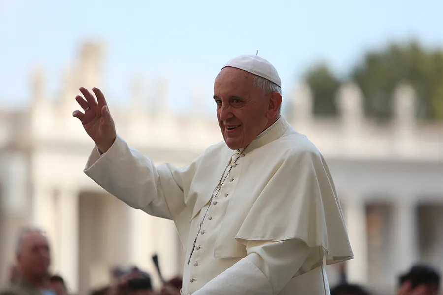 Pope Francis greets pilgrims in St. Peter's Square during the Wednesday general audience on Oct. 1 2014. ?w=200&h=150