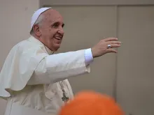 Pope Francis greets pilgrims in St. Peter's Square  June 7, 2014. 