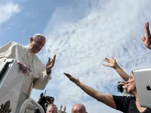 Pope Francis greets the Wednesday General Audience in St. Peter's Square on May 20, 2015. 