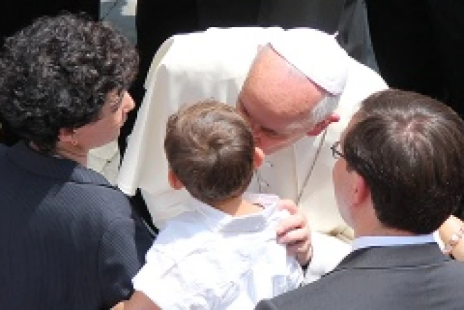 Pope Francis greets the crowd at Castel Gandolfo before the Sunday Angelus on July 14 2013 Credit Lauren Cater CNA 5 CNA Catholic News 7 15 13
