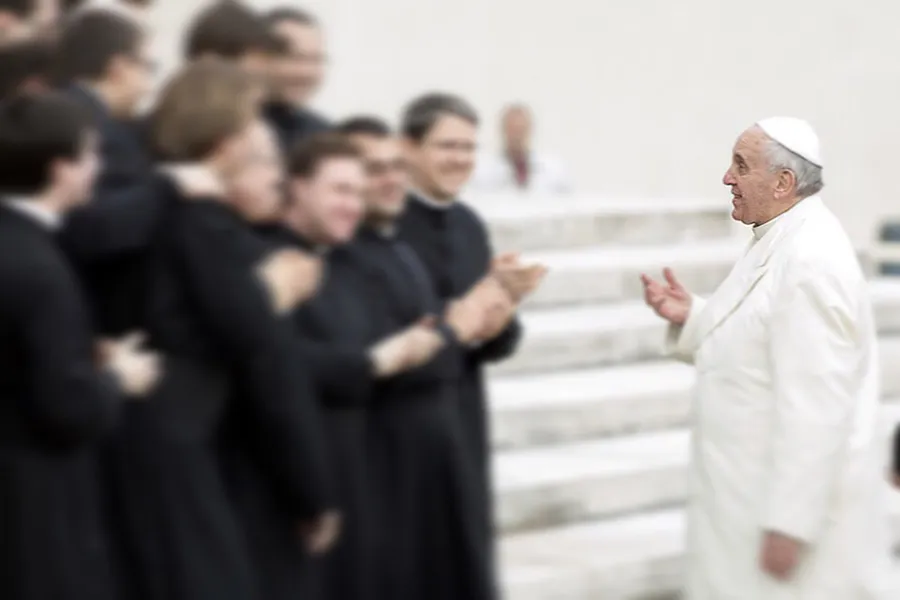 Pope Francis greets pilgrims during the General Audience on Feb. 26, 2014. ?w=200&h=150