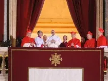 Pope Francis appears on the balcony of St. Peter's Basilica just after his March 13, 2013 election. 