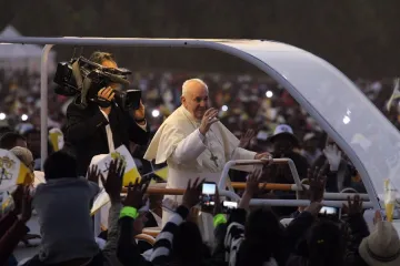 Pope Francis greets young people in Madagascar Sept 7 2019 Credit Edward Pentin CNA