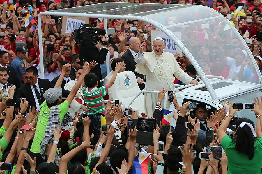Pope Francis greets youth pilgrims at Santo Tomas University in Manila on Jan. 18, 2015. ?w=200&h=150