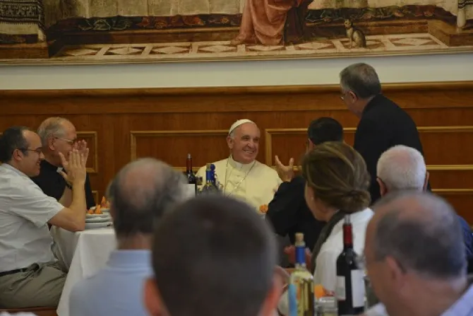 Pope Francis has dinner with Jesuits on the feast of St Ignatius of Loyola July 31 2014 Courtesy Jesuit General Curia CNA