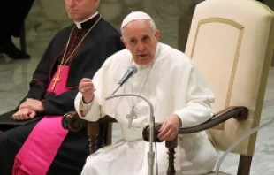Pope Francis holds an audience with students from Jesuit-run schools in Italy and Albania in Paul VI Hall June 7, 2013   Lauren Cater/CNA
