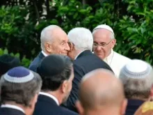 Pope Francis hosted Palestinian President Mahmoud Abbas and Israeli President Shimon Peres at the Vatican to pray for peace on June 8, 2014. 