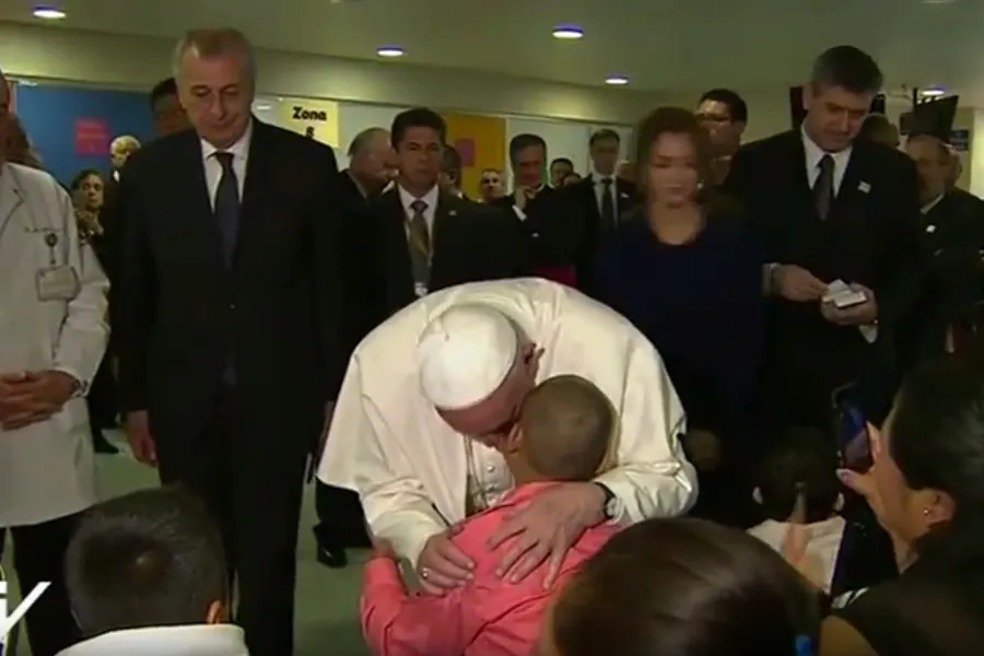 Pope Francis hugs a child at Mexico City's Federico Gomez Pediatric Hospital Feb. 14. ?w=200&h=150