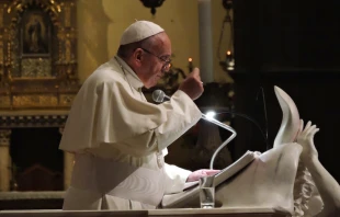 Pope Francis in Florence's Cathedral of Santa Maria del Fiore, Nov. 10, 2015.   Marco Mancini/CNA.