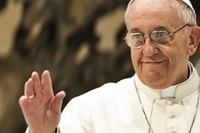 Pope Francis in Paul VI Hall during an audience on March 16 2013 Credit InterMirificanet CNA Vatican 3 20 13
