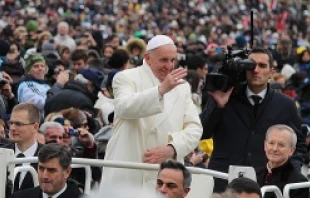 Pope Francis in St. Peter's Square during the Wednesday general audience on Nov. 27, 2013   Kyle Burkhart/CNA