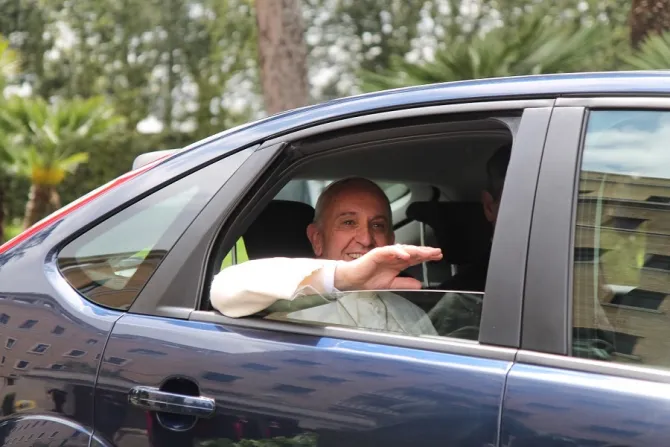 Pope Francis in car Credit CNA file photo