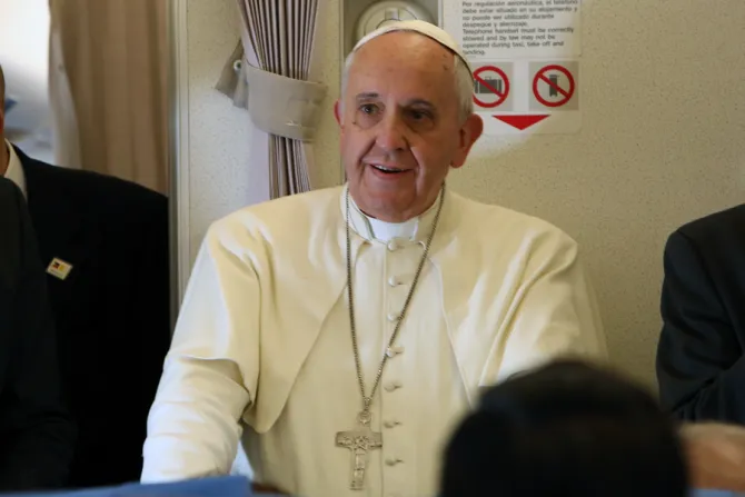 Pope Francis in flight press conference 1 Jan 18 2015 Vatican Catholic News Credit Alan Holdren CNA CNA