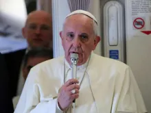 Pope Francis during an in-flight press conference.