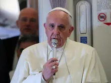 Pope Francis in an in-flight press conference Jan. 18, 2015.