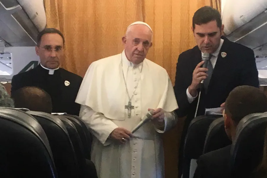 Pope Francis' in-flight press conference returning from North Macedonia May 7, 2019. ?w=200&h=150