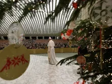 Pope Francis in the Pope Paul VI hall Dec. 21, 2019. 