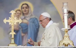 Pope Francis incenses the altar during Mass in Gyumri Armenia June 25, 2016.   Vatican Media/CNA.
