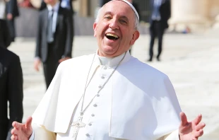 Pope Francis outside of St. Peter's Basilica during the general audience in St. Peter's Square on April 1, 2015.   Bohumil Petrik/CNA.