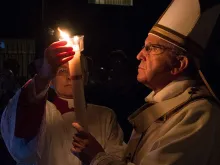 Pope Francis lighting the Easter candle, Easter Vigil 2015. 