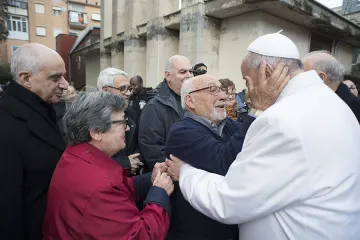 Pope Francis makes a surprise visit to the retirement home Bruno Buozzi 3 on Jan 15 2016 in Rome Italy Credit LOsservatore Romano CNA 1 15 16