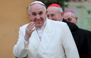 Pope Francis makes a visit to the Parish of St. Michael the Archangel in Rome on Feb. 8, 2015.   Lauren Cater/CNA.