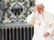 Pope Francis makes the Sign of the Cross April 18, 2018. 