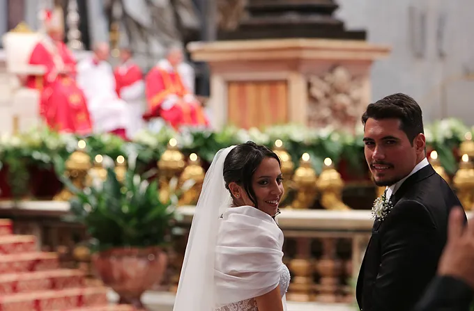 Pope Francis married 20 couples in St. Peter's Basilica on Sept. 14, 2014. ?w=200&h=150